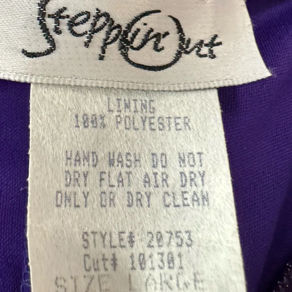 Vintage Purple Holographic Mesh Floral Midi Dress Y2K Size Large - Picture 8 of 11